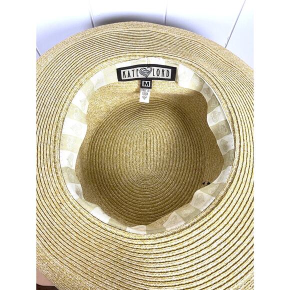 Kate Lord Raffia Rolled Brim Sun Hat with Bow Details Size Medium - Picture 7 of 9